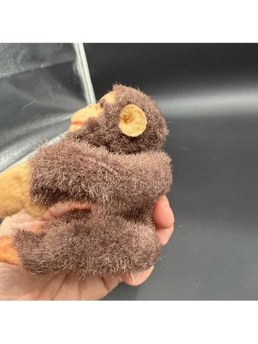 Vintage Stuffed Articulating Monkey Set Of 2 Mid Century 5” & 9” Head To Toe